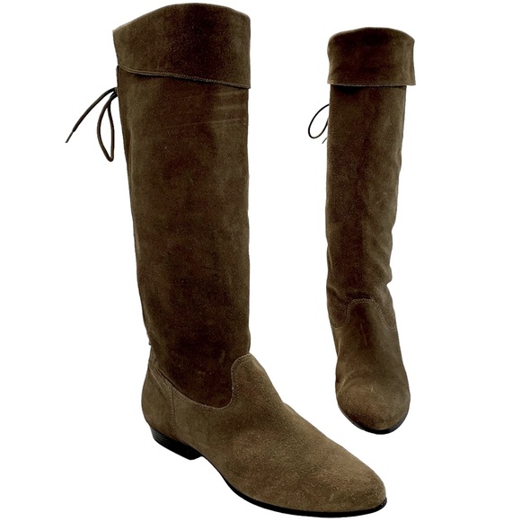 ALDO | Suede Leather Knee High Cuffed Boots Taupe Size 6.5 - Picture 5 of 15